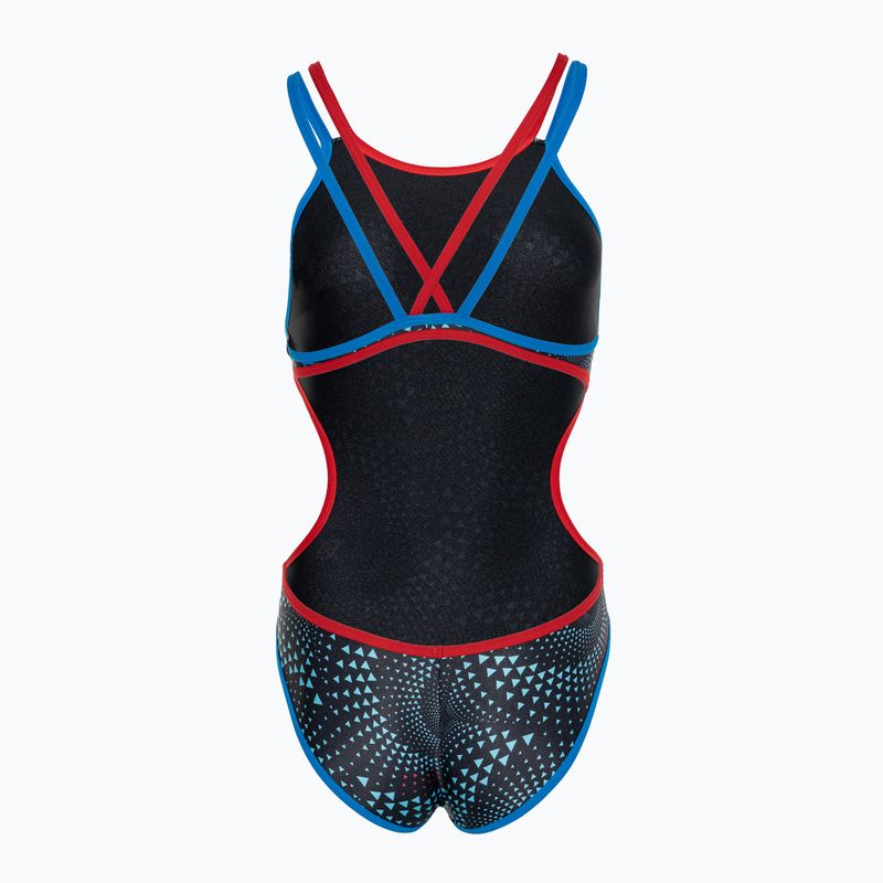 Einteiliger Badeanzug arena One Fireflow Double Cross blau river/rot/schwarz multi 2