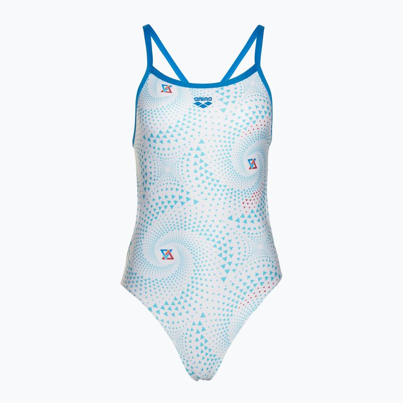 Einteiliger Damen-Badeanzug arena Fireflow Challenge back blue river/white multi