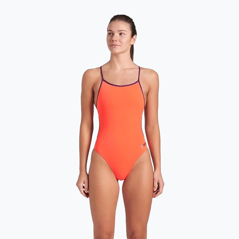 Einteiliger Damen-Badeanzug arena Lace Back Solid bright coral/plum