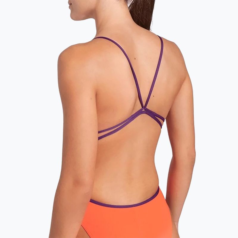 Einteiliger Damen-Badeanzug arena Lace Back Solid bright coral/plum 5