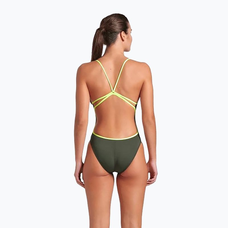 Einteiliger Damen-Badeanzug arena Lace Back Solid dark sage/artic lime 7