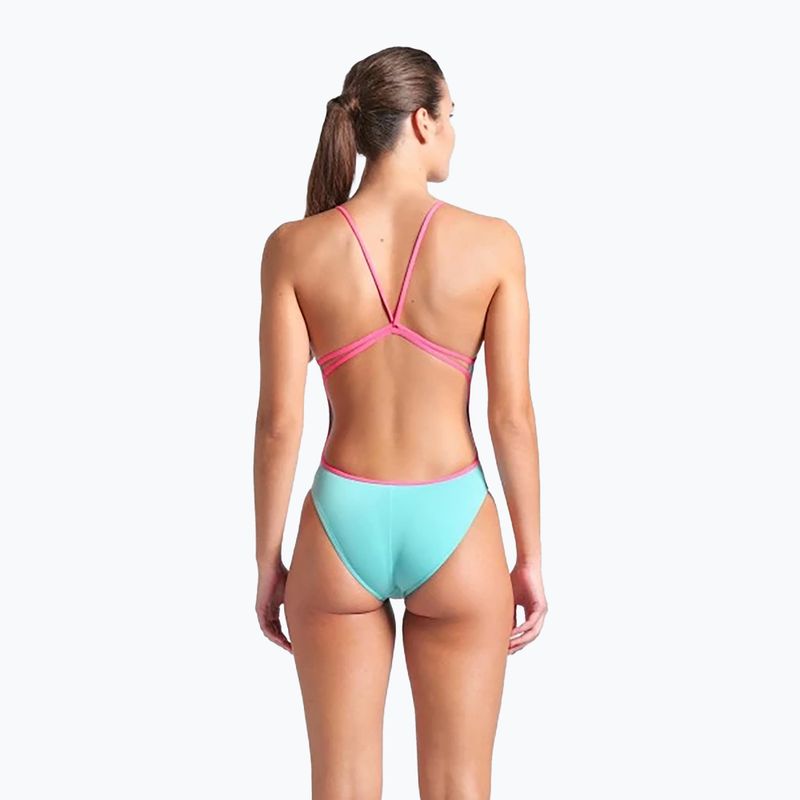 Einteiliger Badeanzug arena Lace Back Solid water/shocking pink 3