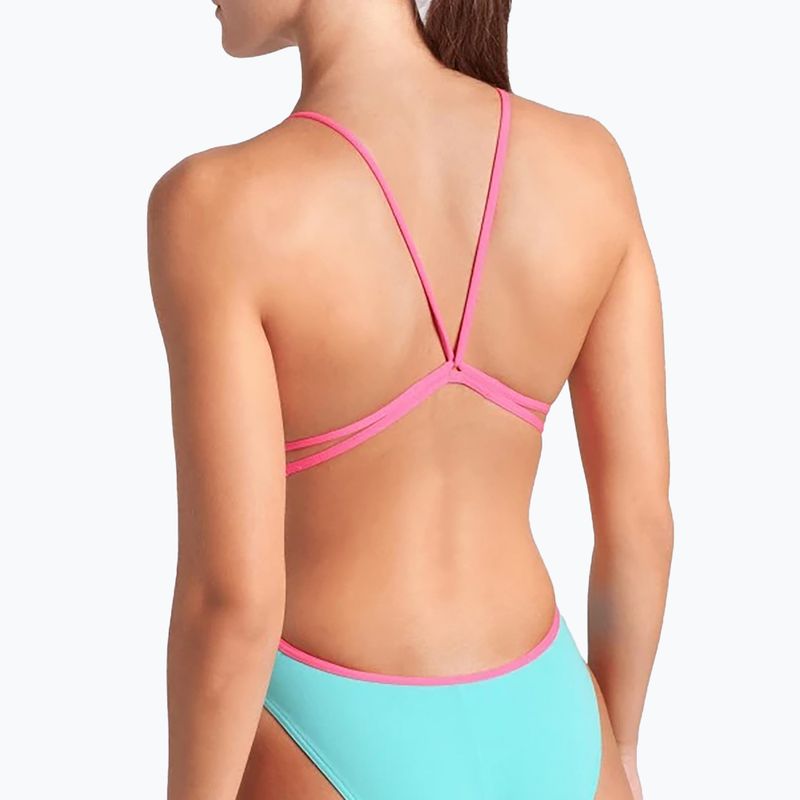Einteiliger Badeanzug arena Lace Back Solid water/shocking pink 5