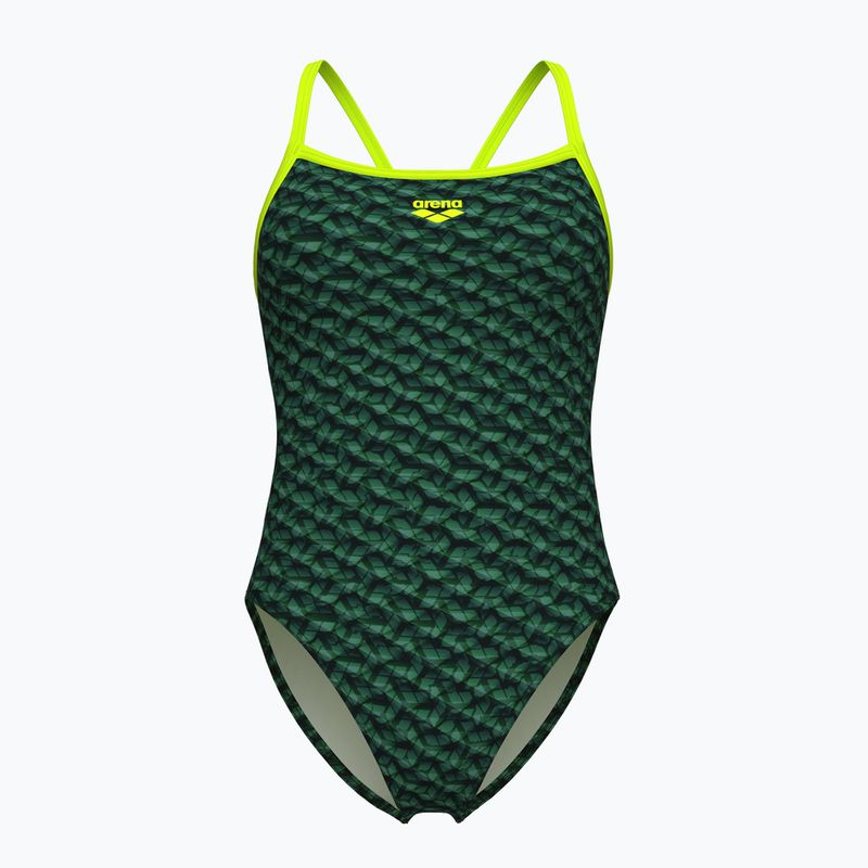 Arena Monogram Challenge Back dark sage multi/artic lime einteiliger Badeanzug für Damen