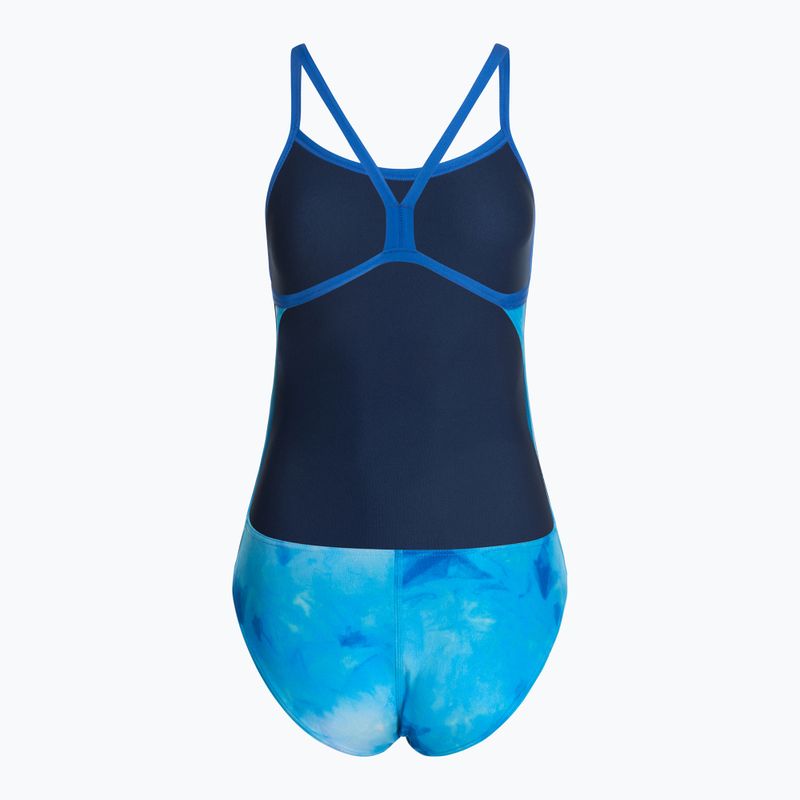 Einteiler Badeanzug Damen arena Tie-Dye Challenge Back Allover blue multi/royal 3