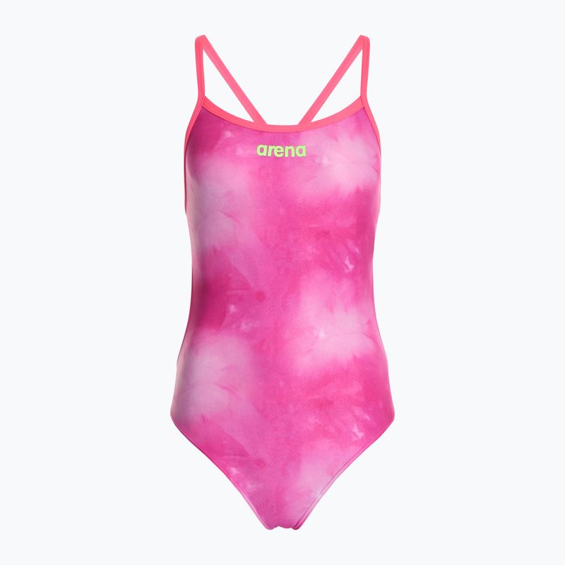 Einteiler Badeanzug Damen arena Tie-Dye Challenge Back Allover shocking pink multi/shocking pink