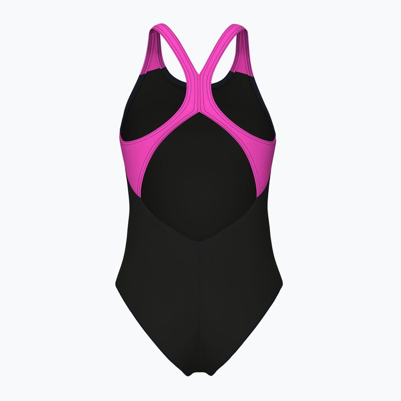 Badeanzug Damen arena Flowing V Back black/shocking pink 2