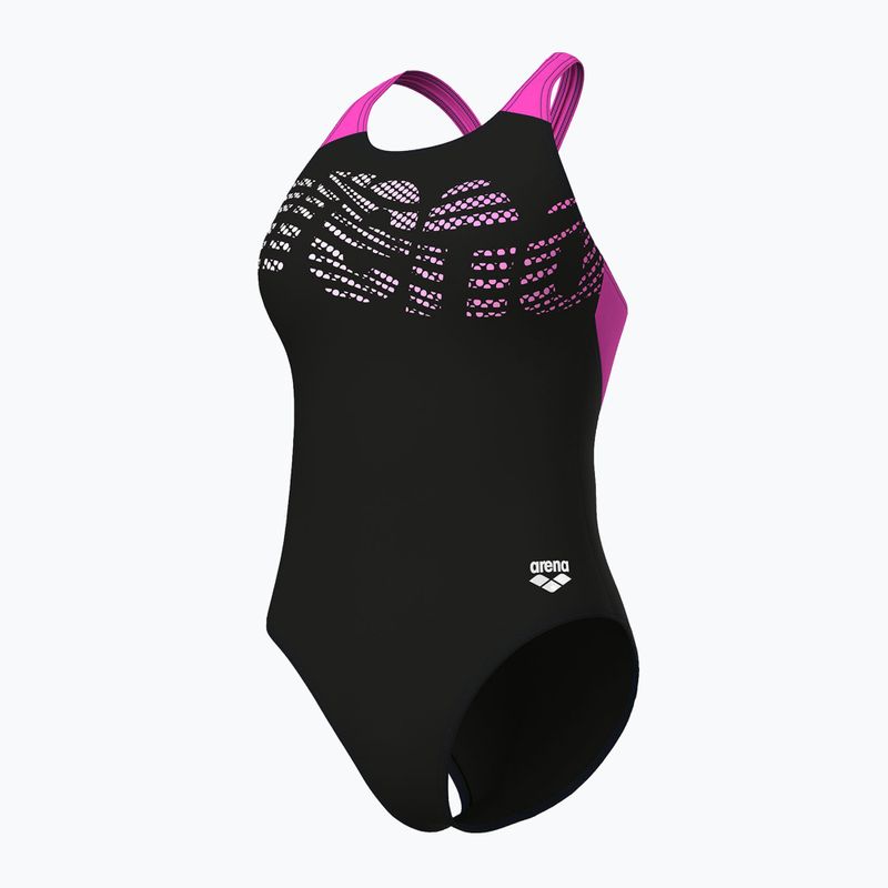 Badeanzug Damen arena Flowing V Back black/shocking pink 4