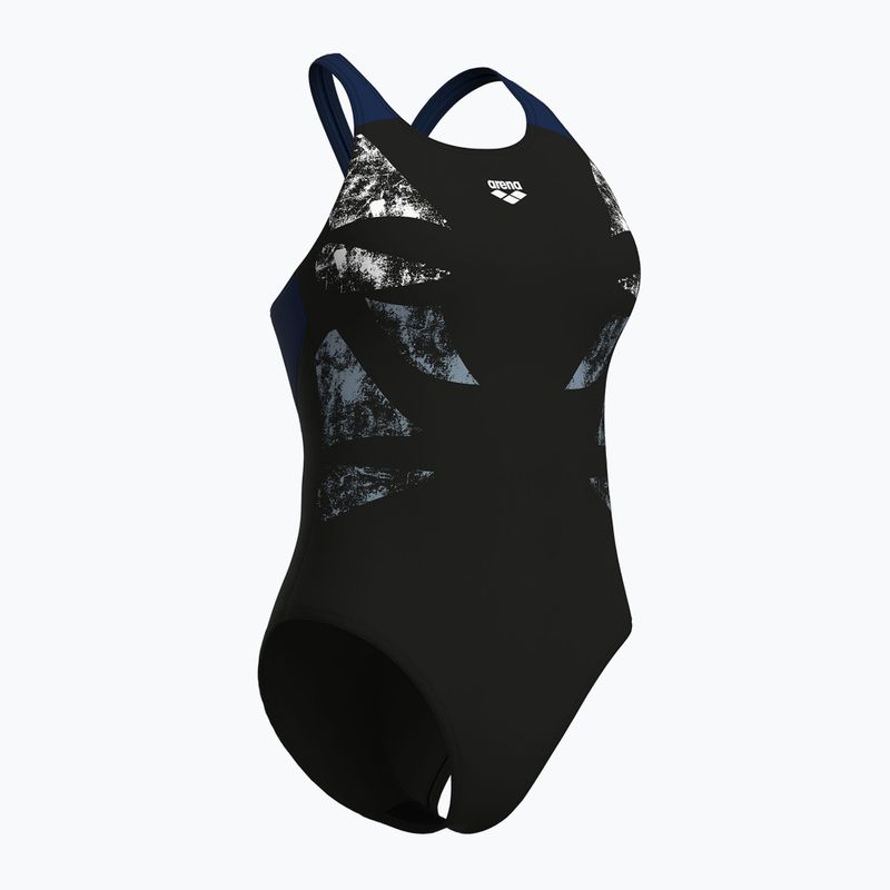 Badeanzug Damen arena Graphic V Back black/navy 3