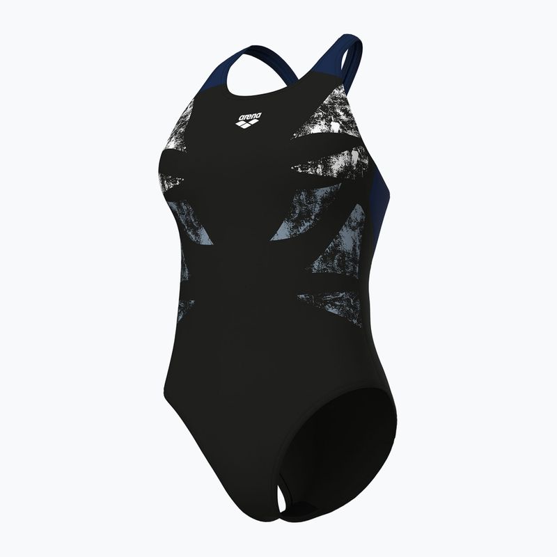 Badeanzug Damen arena Graphic V Back black/navy 4