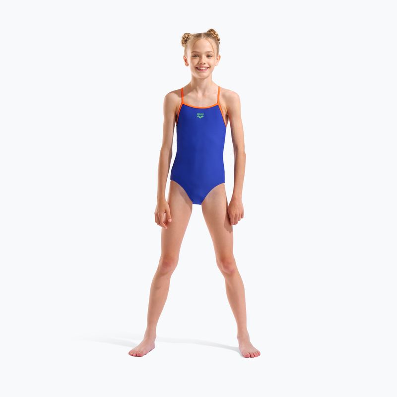 Kinder Badeanzug arena Light Drop Solid neon blue/team orange/team orange 6