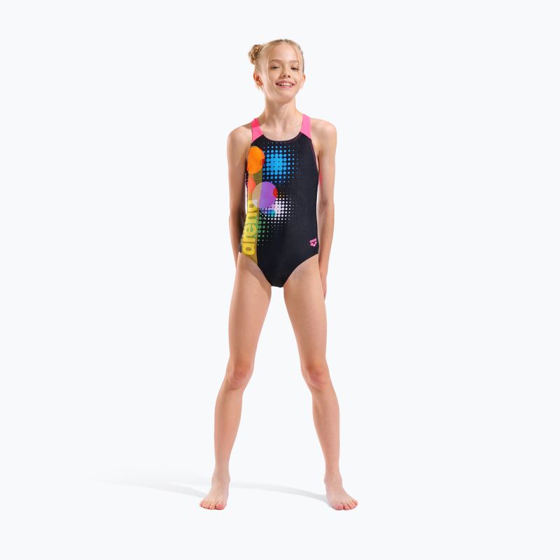 Kinder Badeanzug arena Dots Swim Pro Back black multi/black/shocking pink 6