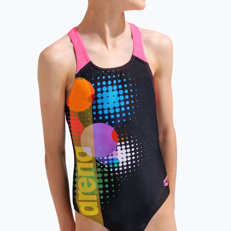 Kinder Badeanzug arena Dots Swim Pro Back black multi/black/shocking pink 8