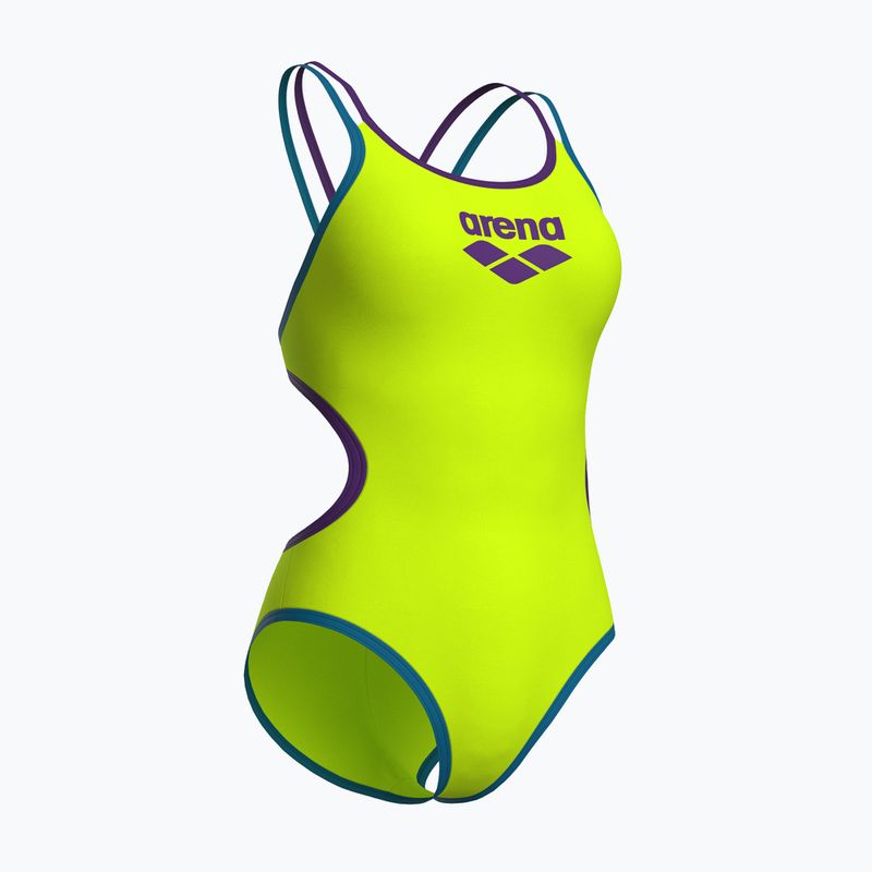 Damen-Einteiler Badeanzug arena One Double Cross Back One Piece artic lime/plum/blue cosmo 4