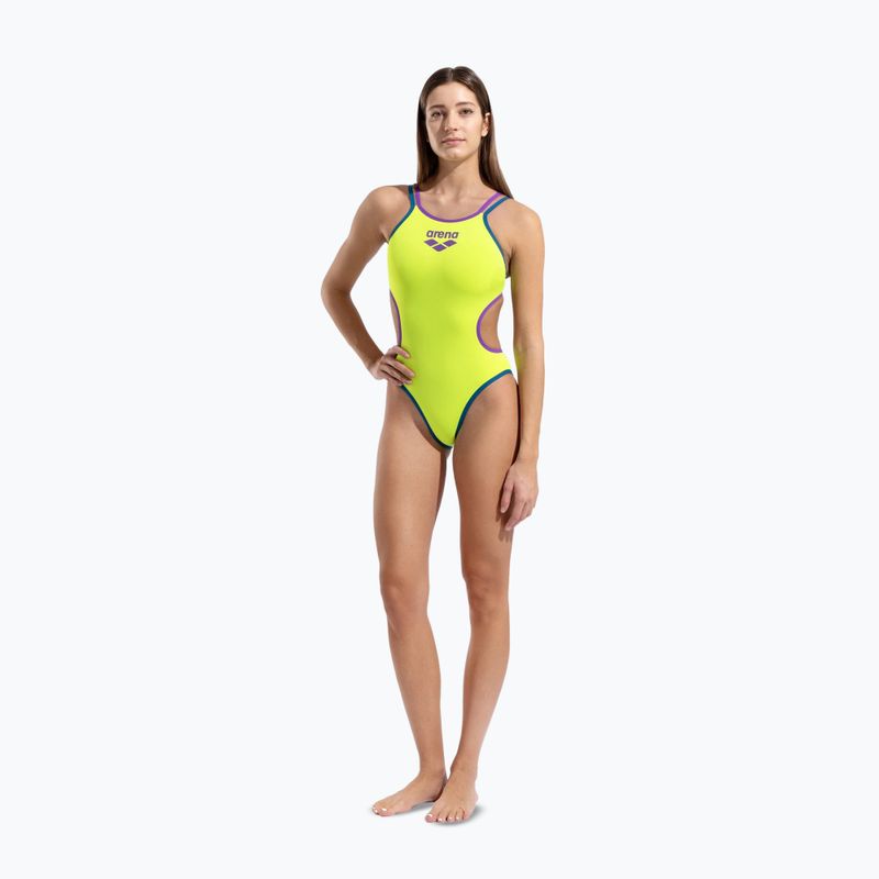 Damen-Einteiler Badeanzug arena One Double Cross Back One Piece artic lime/plum/blue cosmo 6