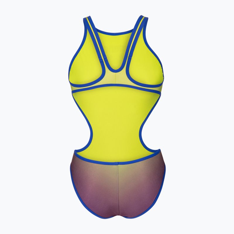 Damen-Einteiler Badeanzug arena One Shaded Print Tech One Back artic lime violetta multi/neon blue 2