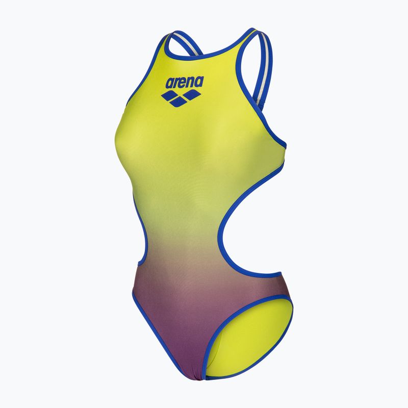 Damen-Einteiler Badeanzug arena One Shaded Print Tech One Back artic lime violetta multi/neon blue 3