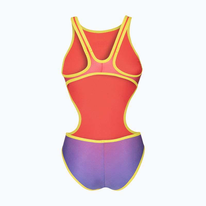 Damen-Einteiler Badeanzug arena One Shaded Print Tech One Back bright coral royal multi/soft green 2