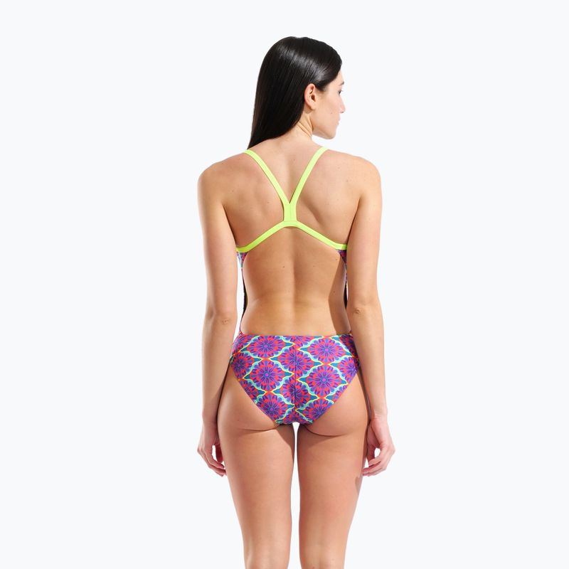Damen-Einteiler Badeanzug arena Floral Challange Back violet multi/artic lime 3