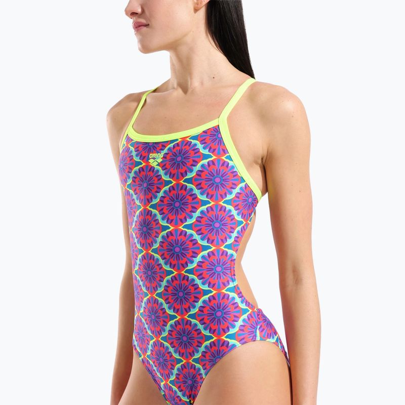 Damen-Einteiler Badeanzug arena Floral Challange Back violet multi/artic lime 4