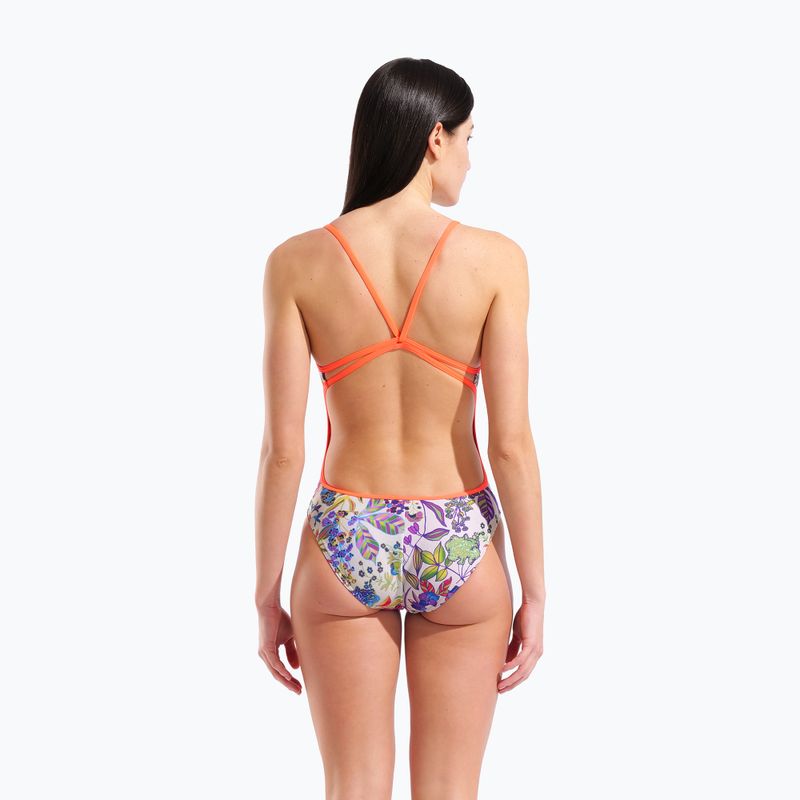 Damen-Einteiler Badeanzug arena Painting Lace Back multi/bright coral 7