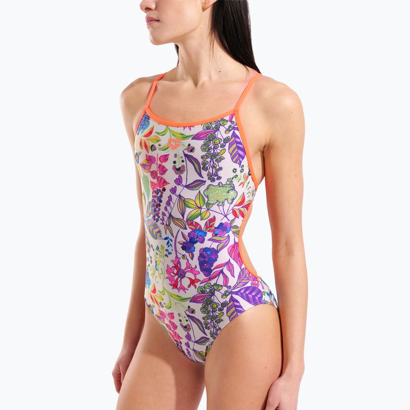 Damen-Einteiler Badeanzug arena Painting Lace Back multi/bright coral 8