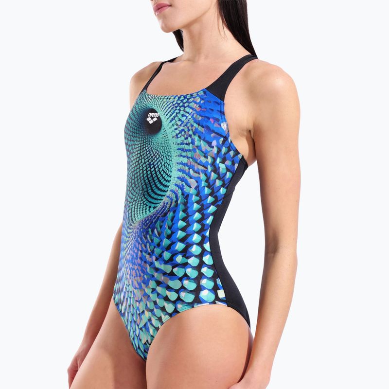 Damen-Einteiler Badeanzug arena Peacock Swim Pro Back multi green/black 4