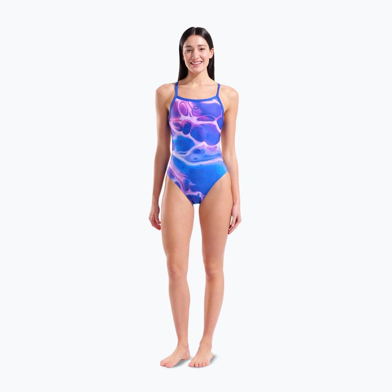 Damen-Einteiler Badeanzug arena Earth Challange Back neon blue multi/neon blue/neon blue 2
