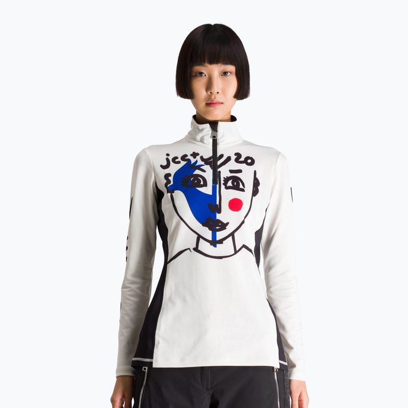 Damen-Ski-Sweatshirt Rossignol Bessy 1/2 Zip Top white