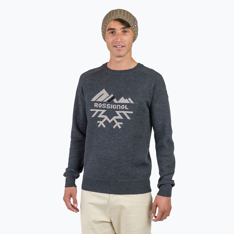 Sweter Herren Rossignol Jacquard Crew Neck onyx grey