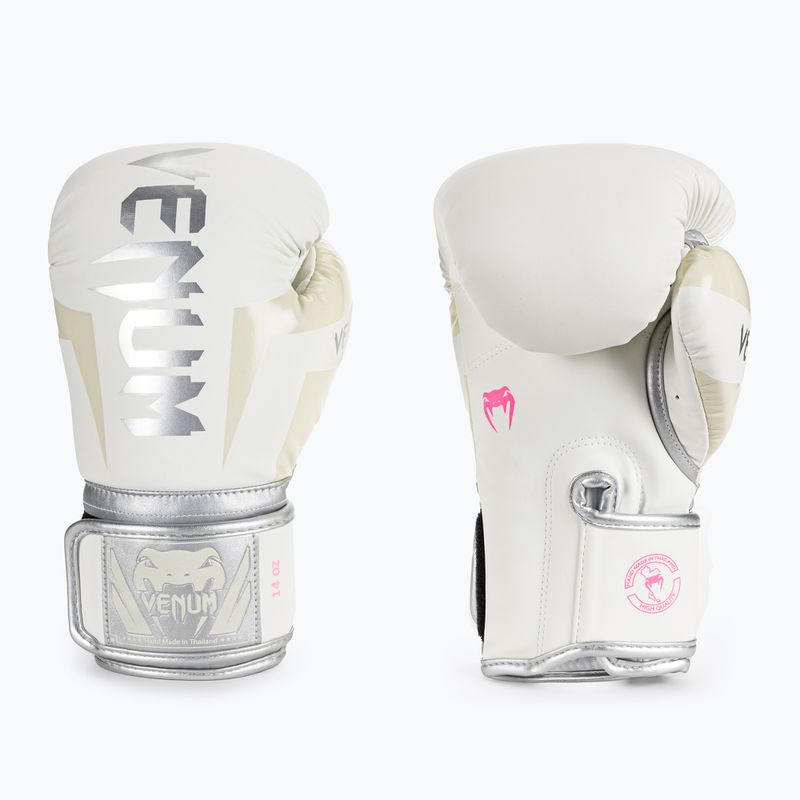 Venum Elite Herren Boxhandschuhe weiß und silber 1392-574 3