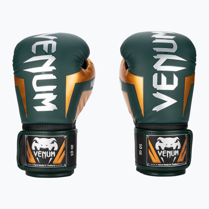 Venum Elite grün/bronze/silberne Boxhandschuhe