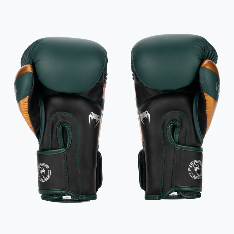 Venum Elite grün/bronze/silberne Boxhandschuhe 2