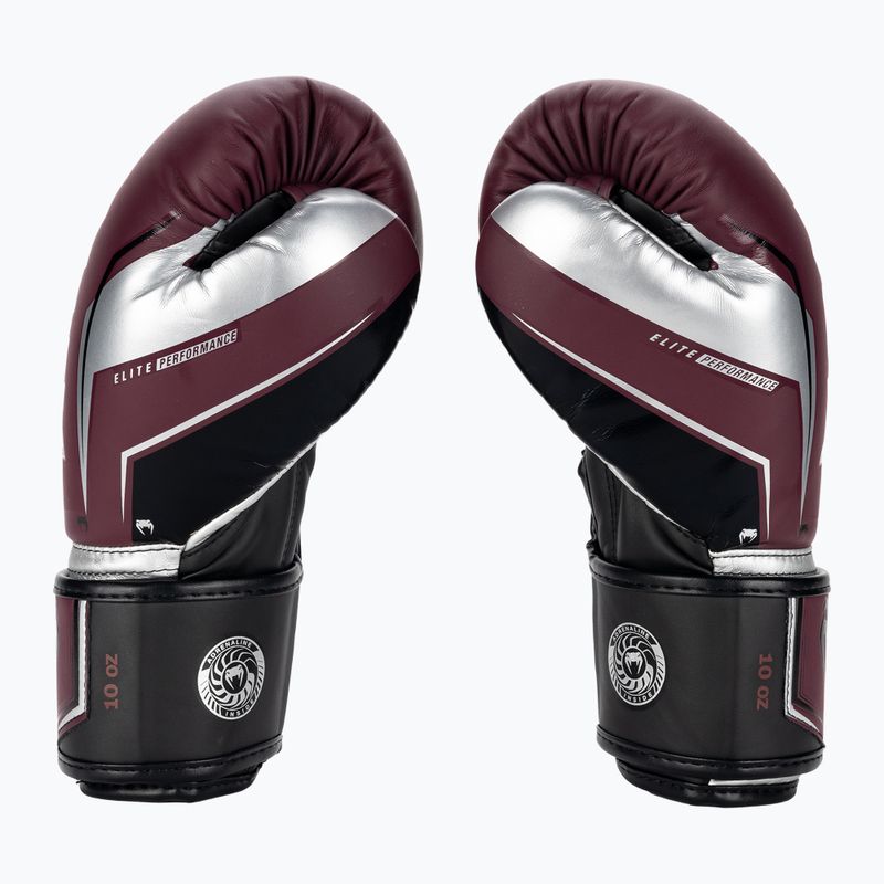 Venum Elite Evo burgunder/silberne Boxhandschuhe 3