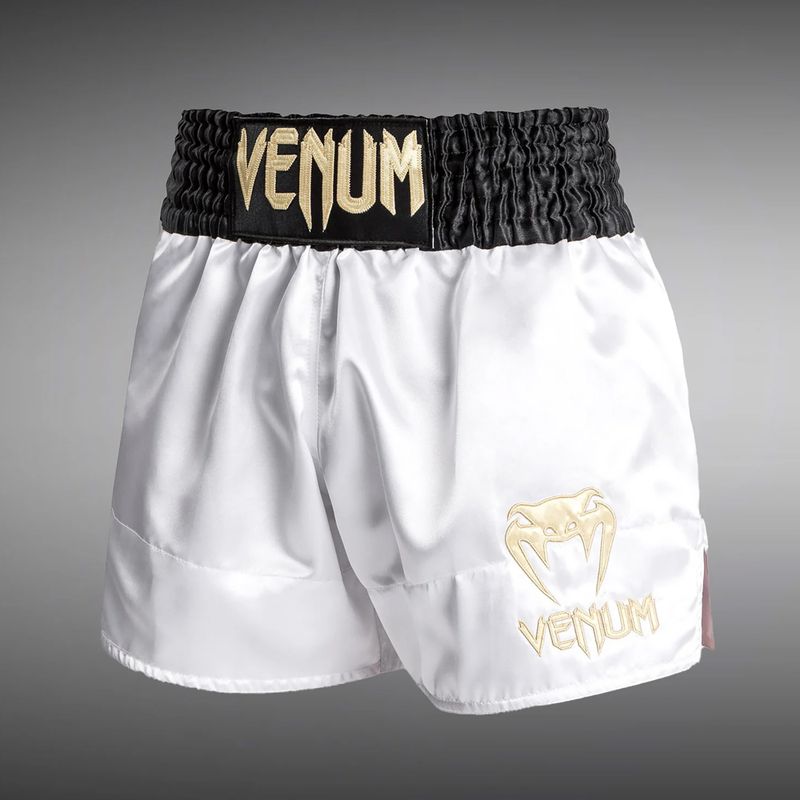 Herren Trainingsshorts Venum Classic Muay Thai weiß/gold/schwarz 3