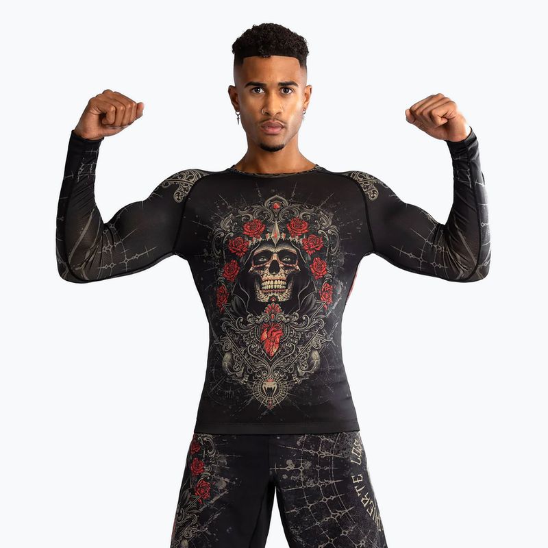 Rashguard Longsleeve Herren Venum Santa Muerte 5.0 Men’S Long Sleeve Rashguard deep black/gold 4