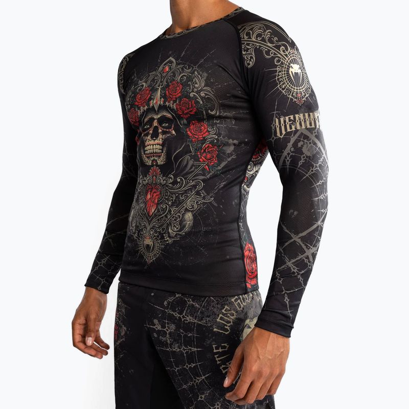 Rashguard Longsleeve Herren Venum Santa Muerte 5.0 Men’S Long Sleeve Rashguard deep black/gold 5