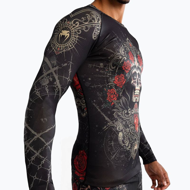 Rashguard Longsleeve Herren Venum Santa Muerte 5.0 Men’S Long Sleeve Rashguard deep black/gold 6