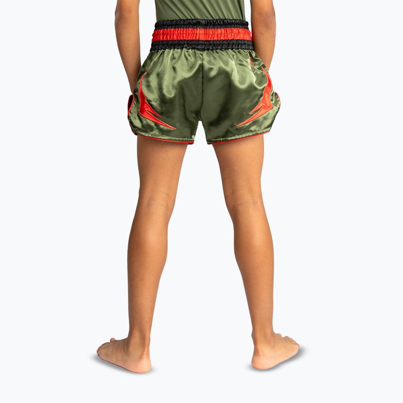 Kinder-Trainingsshorts Venum Inferno Kids Muay Thai army green/orange 3