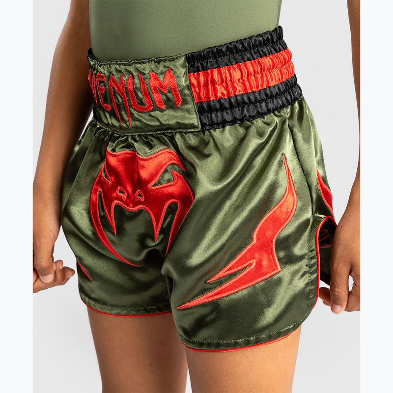 Kinder-Trainingsshorts Venum Inferno Kids Muay Thai army green/orange 5