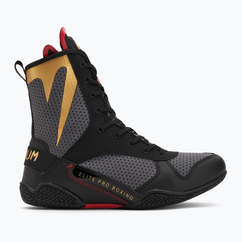 Venum Elite Boxing Schuhe stom grau/goldenen Logo 2