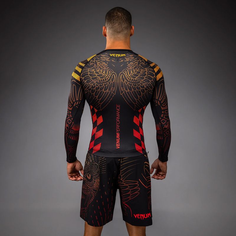 Herren-Langarm-Rashguard Venum Quetzal Fury Rashguard black/fury red/tangerine 3