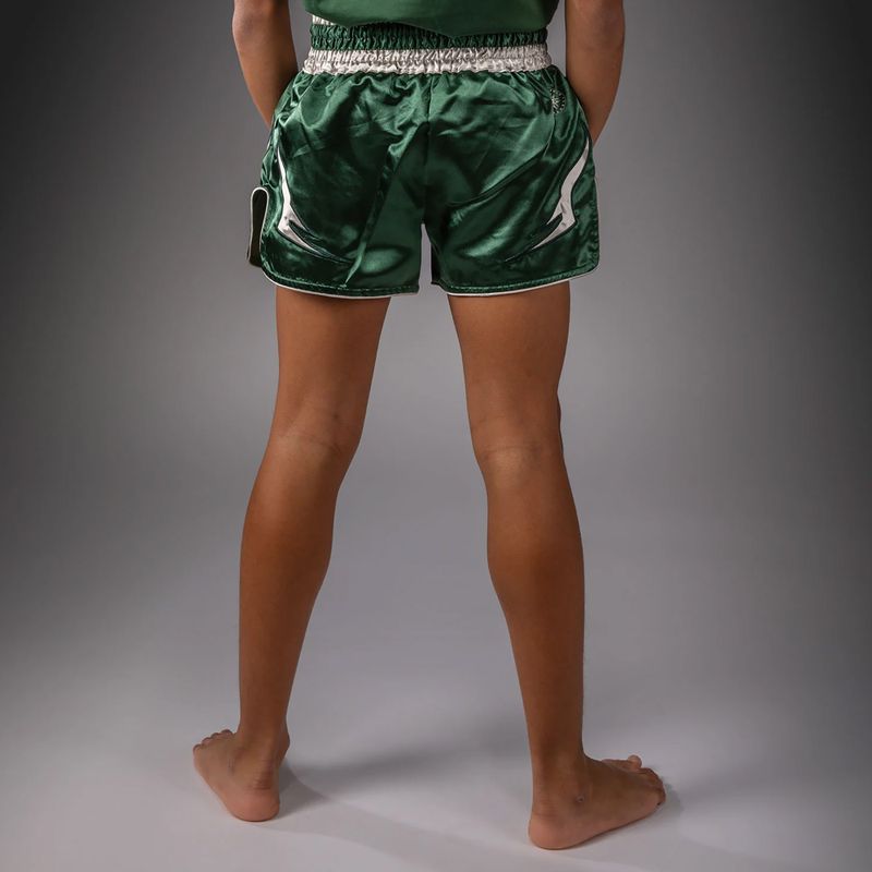 Kinder-Trainingsshorts Venum Inferno Muay Thai forest green/off white 3