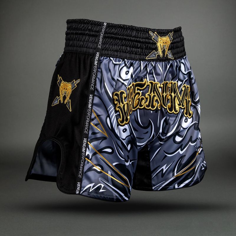 Herren-Trainingsshorts Venum Wolf Attack Muay Thai Shorts black/grey 3