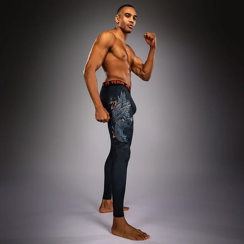 Herren-Trainingsleggings Venum Thunder Dragon Spats Black/Grey/Copper 3
