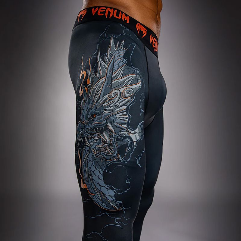Herren-Trainingsleggings Venum Thunder Dragon Spats Black/Grey/Copper 5