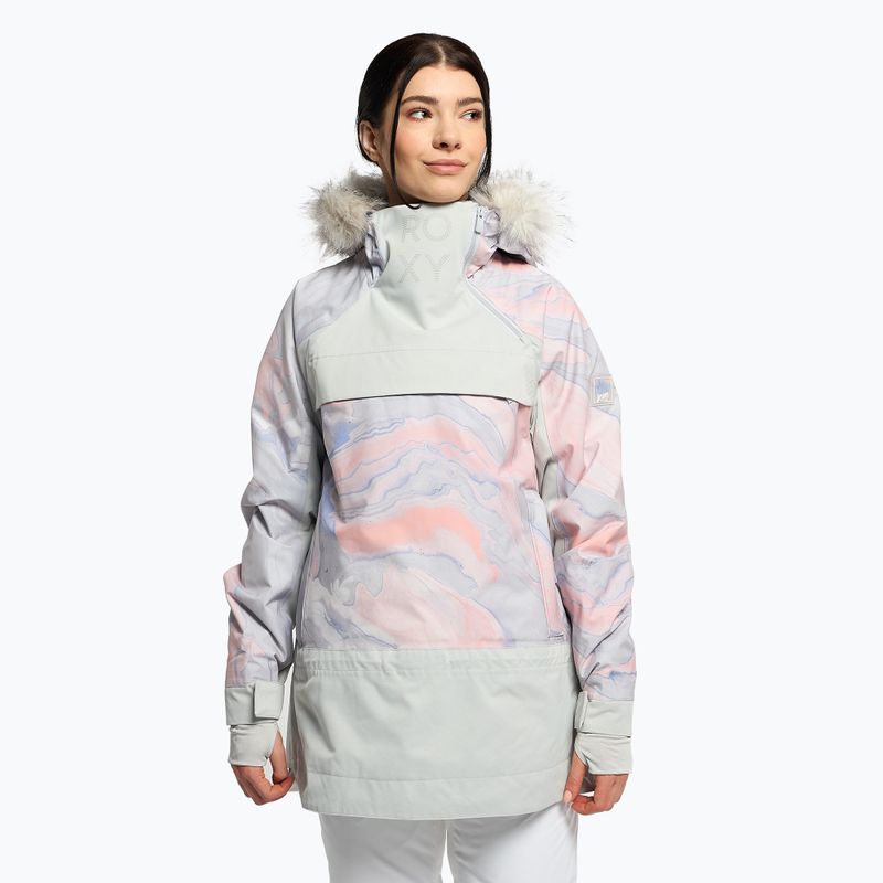 Snowboardjacke für Frauen ROXY Chloe Kim Overhead 2021 gray violet marble