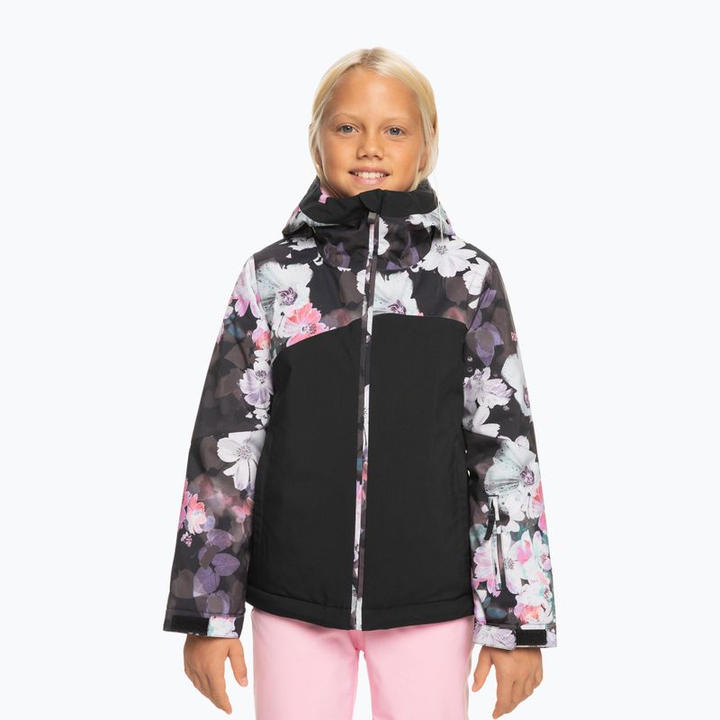 Kinder Snowboardjacke ROXY Greywood Girl true black blurry flower