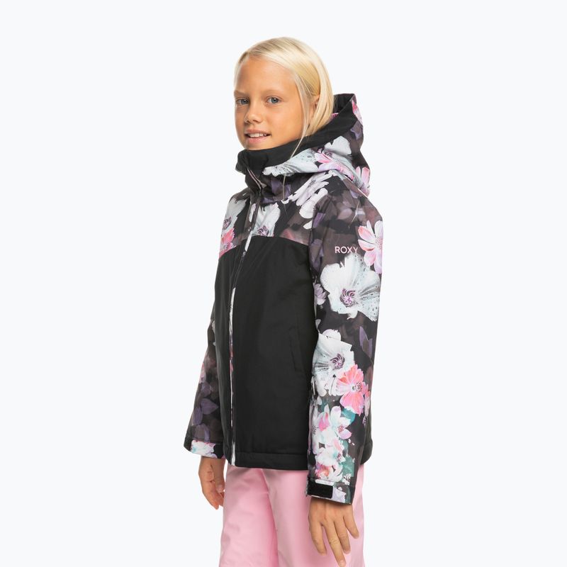 Kinder Snowboardjacke ROXY Greywood Girl true black blurry flower 2