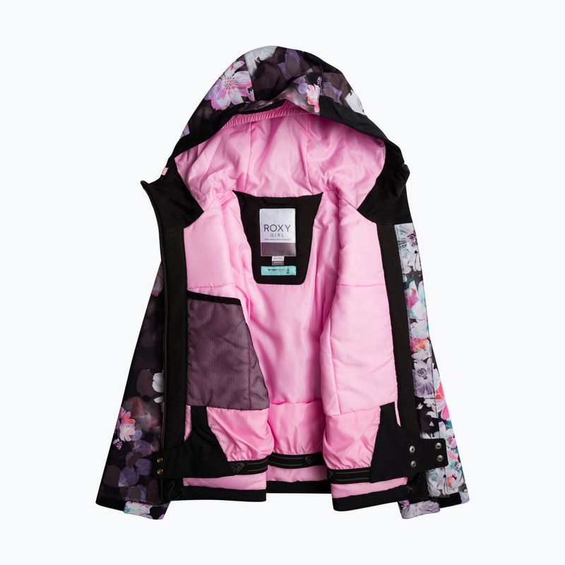 Kinder Snowboardjacke ROXY Greywood Girl true black blurry flower 9